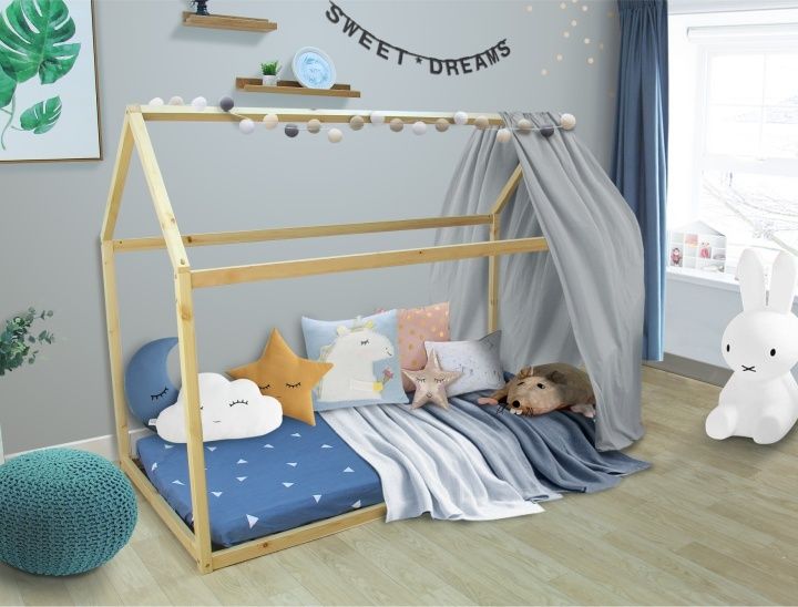 Montessori postel, borovicové dřevo, přírodní, VELENA - M DUM.cz