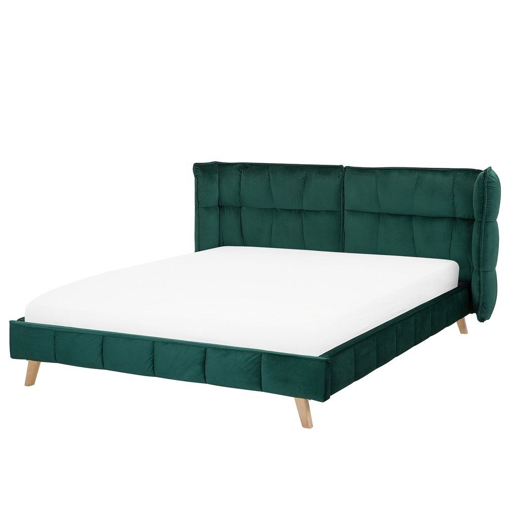 Tmavě zelená sametová postel 160 x 200 cm SENLIS - Beliani.cz
