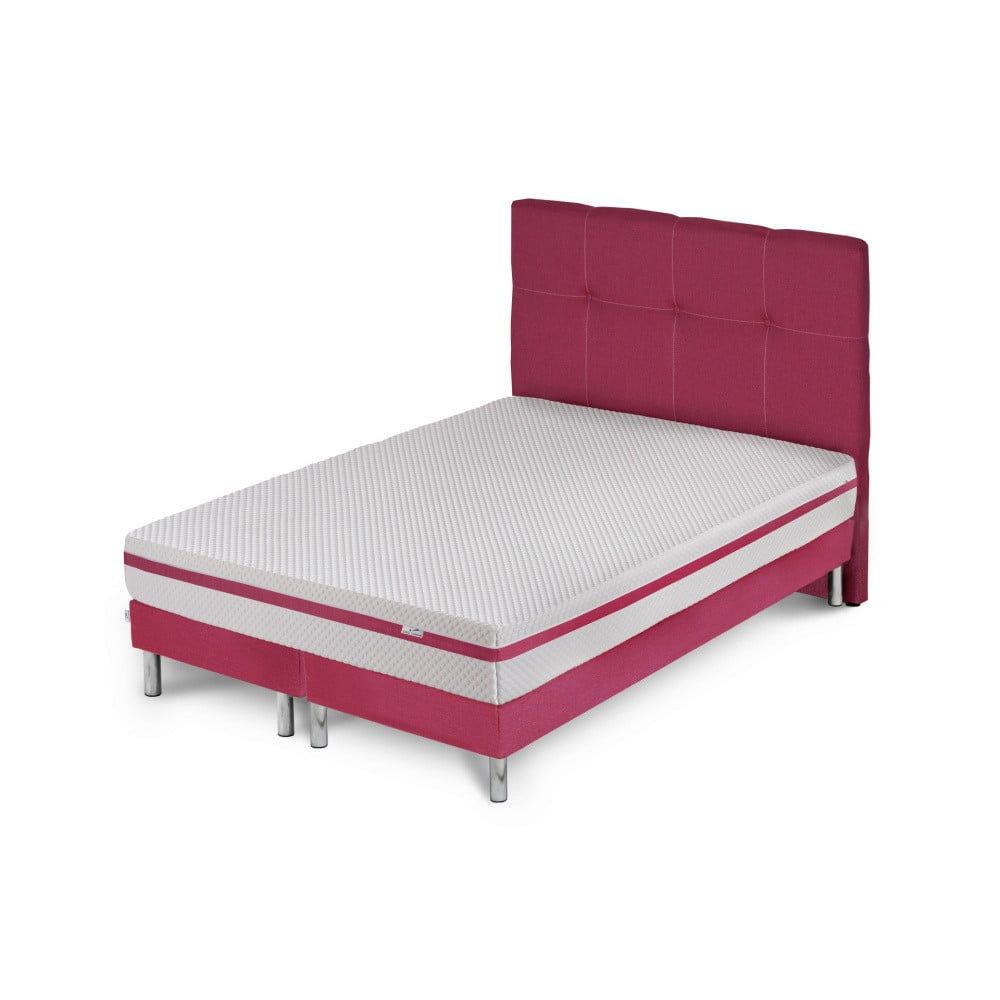 Růžová postel s matrací a dvojitým boxspringem Stella Cadente Pluton, 180 x 200 cm - Bonami.cz