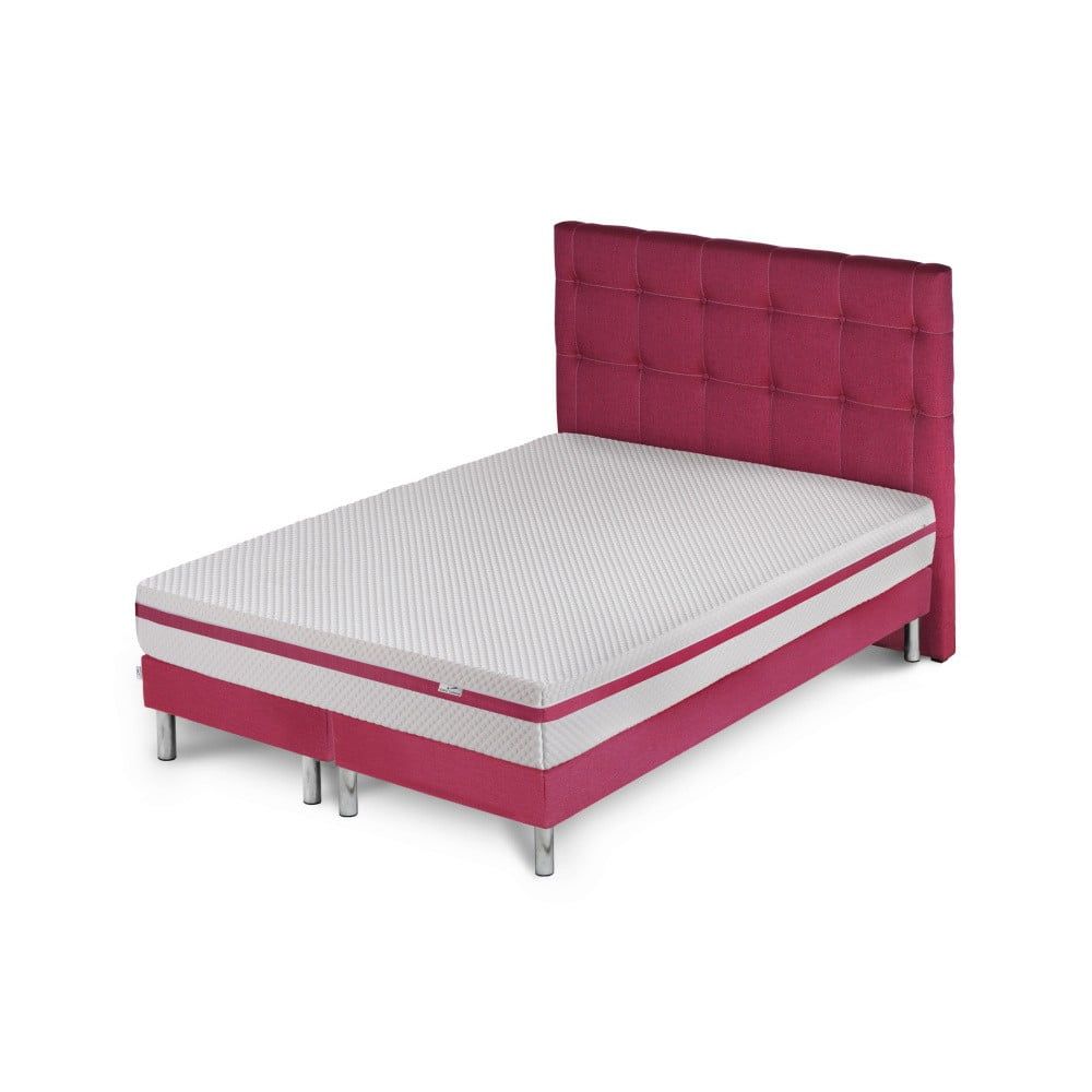Růžová postel s matrací a dvojitým boxspringem Stella Cadente Pluton Saches, 180 x 200 cm - Bonami.cz