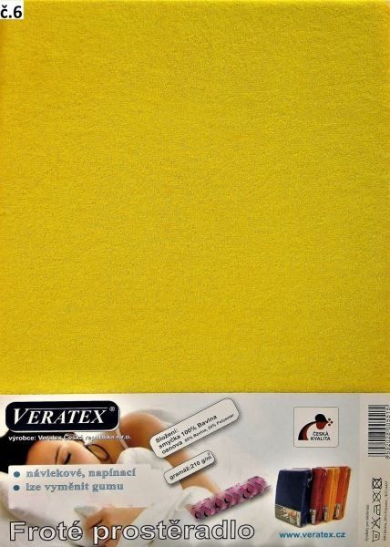 Veratex prostěradlo froté 100x220 prodloužené barva žlutá - POVLECENI-OBCHOD.CZ