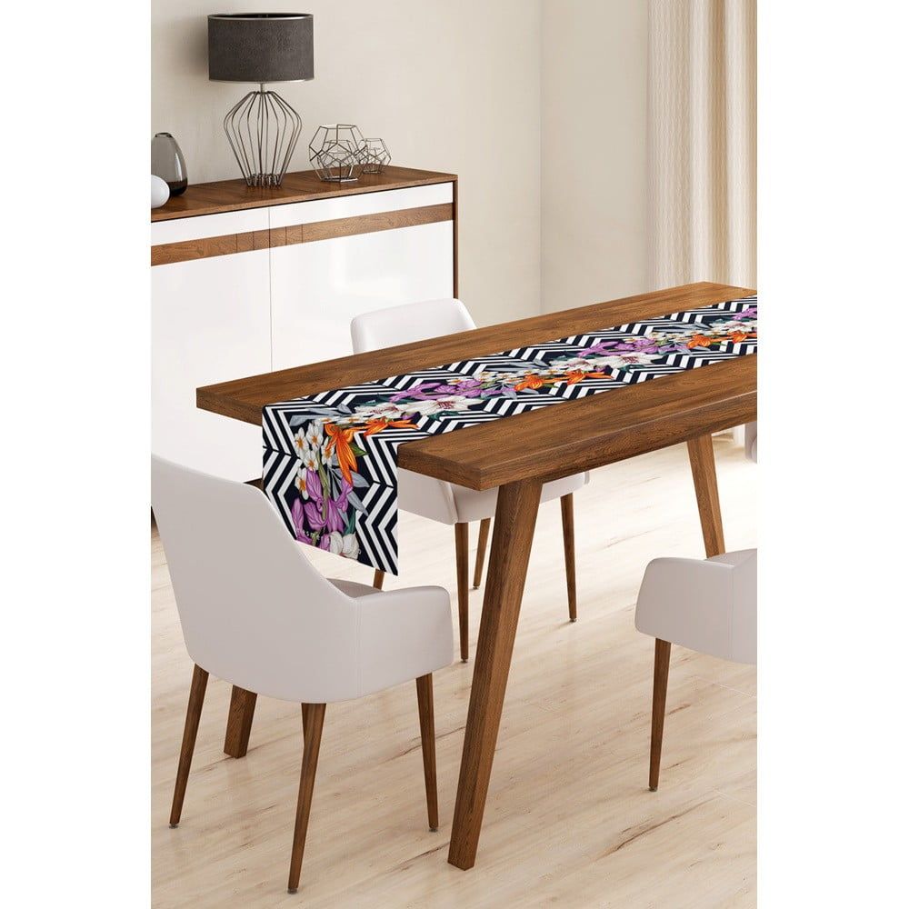 Běhoun na stůl z mikrovlákna Minimalist Cushion Covers Flower Stripes, 45 x 145 cm - Bonami.cz