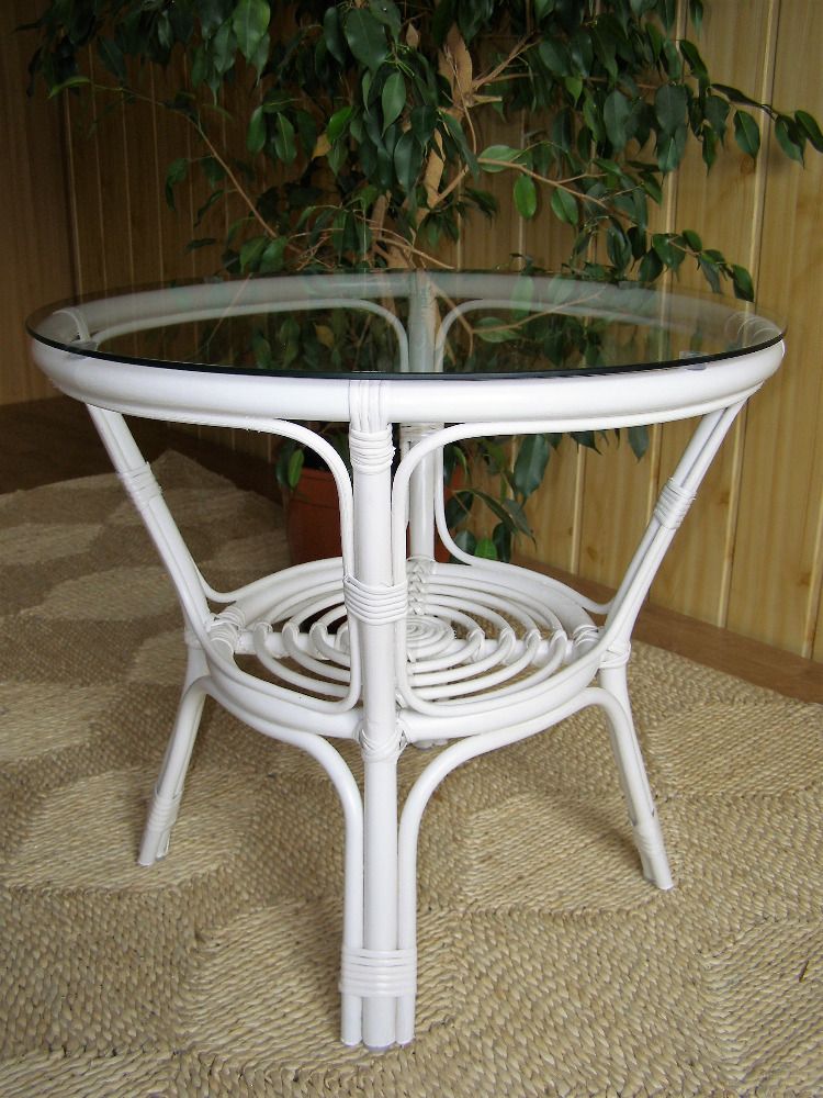 Ratanový obývací stolek BAHAMA - bílý ratan - FORLIVING