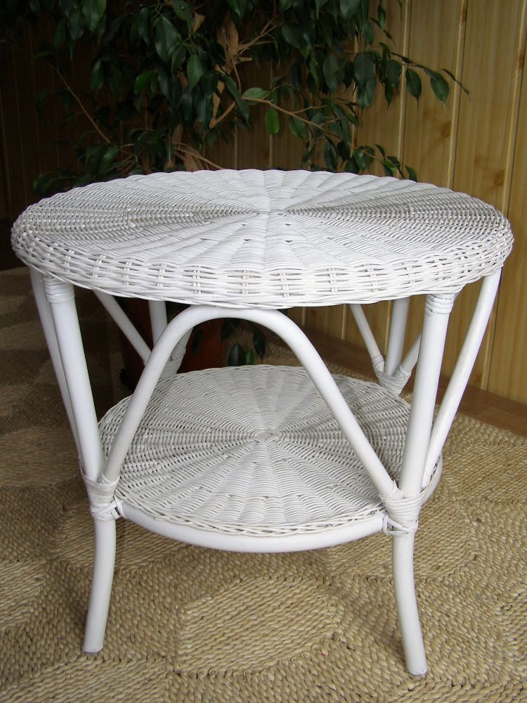 Ratanový obývací stolek - bílý ratan - FORLIVING