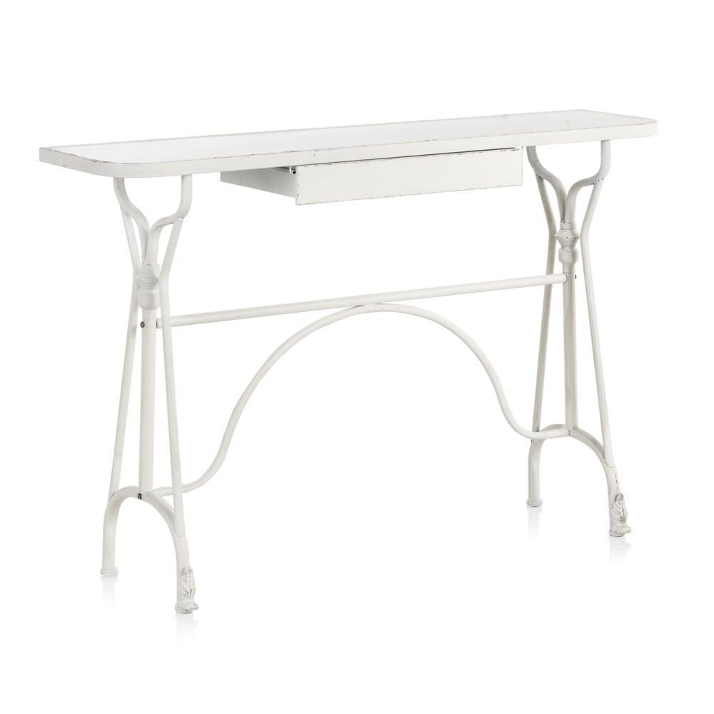 Bílý kovový konzolový stůl se šuplíkem Geese Industrial Style - Bonami.cz
