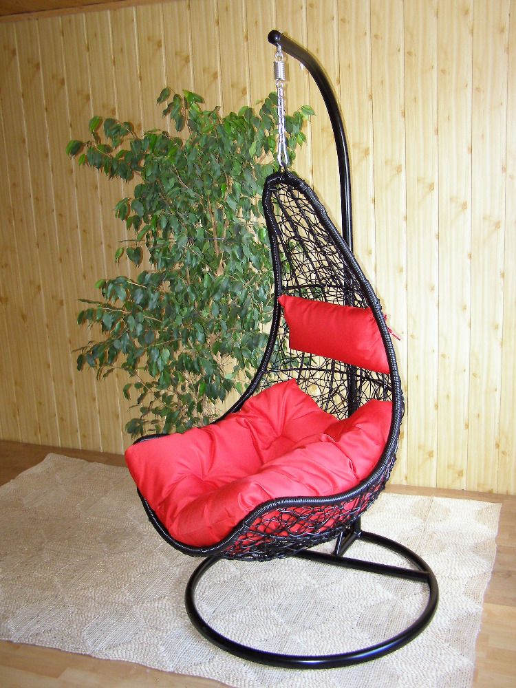 Závěsné relaxační křeslo NELA - červený sedák - FORLIVING