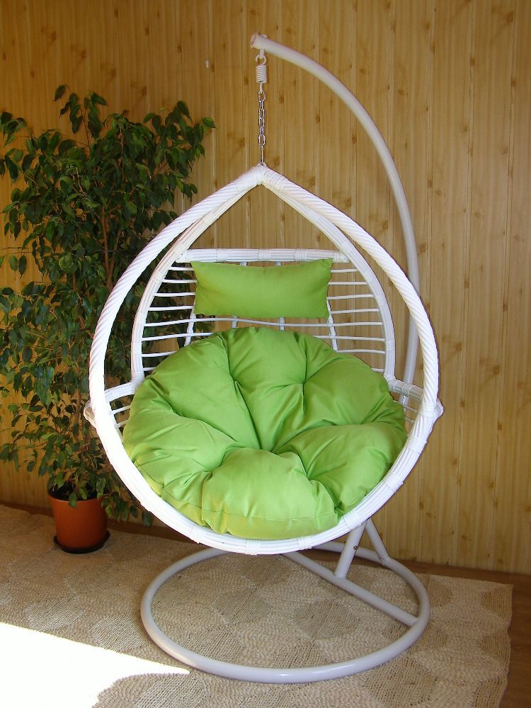 Závěsné relaxační křeslo WHITE - zelený sedák - FORLIVING