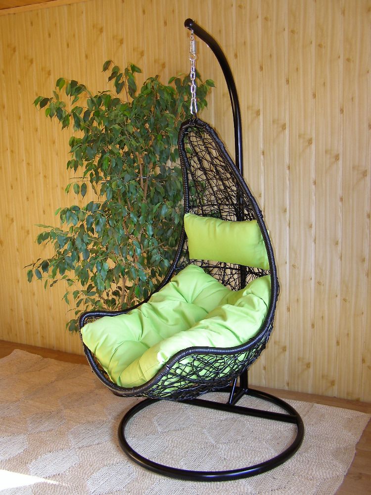 Závěsné relaxační křeslo NELA - zelený sedák - FORLIVING