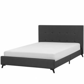 Čalouněná tmavě šedá manželská postel 140x200 cm AMBASSADOR