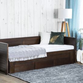 Rozkádací postel dřevěná hnědá s roštem 90 x 200 cm CAHORS