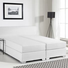 Kontinentální postel ekokůže bílá 140 x 200 cm PRESIDENT