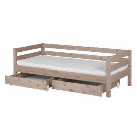 Bonami.cz: Hnědá dětská postel z borovicového dřeva s 2 zásuvkami Flexa Classic, 90 x 200 cm