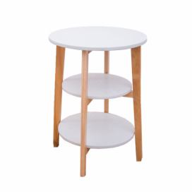 Příruční stolek, bílá/přírodní, KASE 0000235838 Tempo Kondela