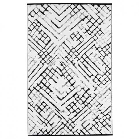 Černo-bílý oboustranný koberec vhodný i do exteriéru Green Decore Channels, 180 x 120 - Bonami.cz