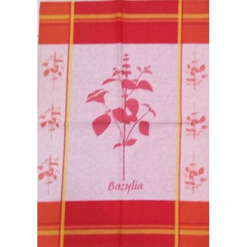 Utěrka bavlna plátnová 48 x 68 cm bylinky červené - POVLECENI-OBCHOD.CZ