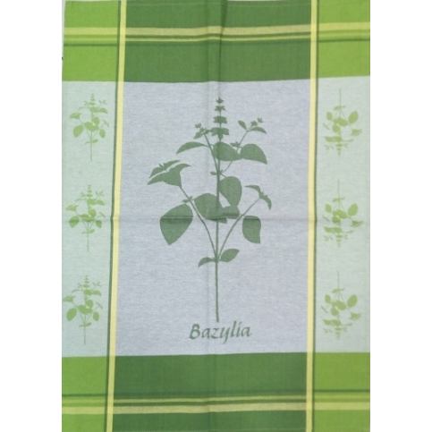 Utěrka bavlna plátnová 48 x 68 cm bylinky zelené - POVLECENI-OBCHOD.CZ