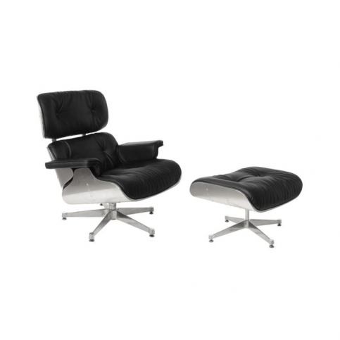 Designové křeslo Lounge chair aluminium s podnožkou - Designovynabytek.cz