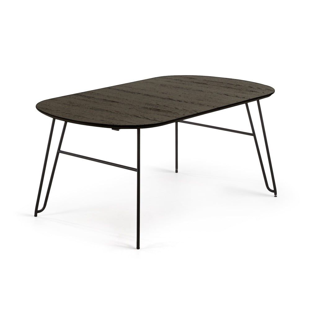 Tmavě hnědý rozkládací jídelní stůl s deskou v dekoru jasanového dřeva 100x170 cm Milian – Kave Home - Bonami.cz