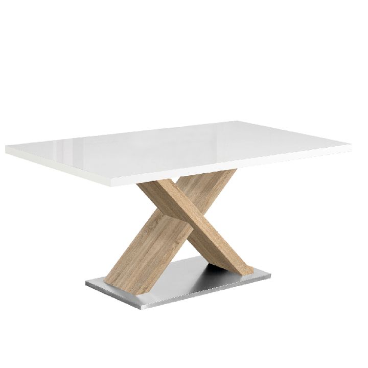 Jídelní stůl, bílá s vysokým leskem HG / dub sonoma, FARNEL 0000242915 Tempo Kondela - DEKORHOME.CZ