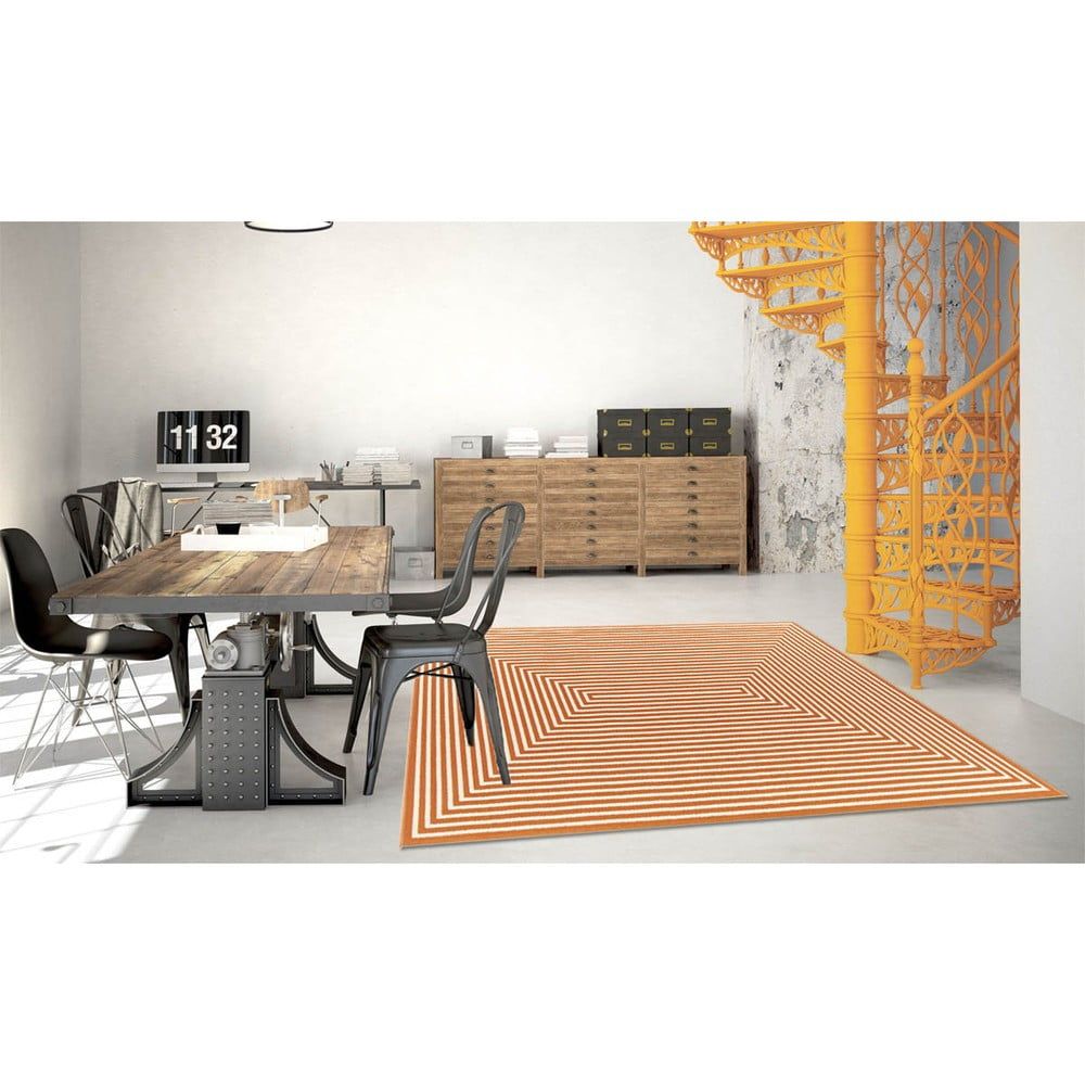Oranžový venkovní koberec Floorita Braid, 160 x 230 cm - Bonami.cz