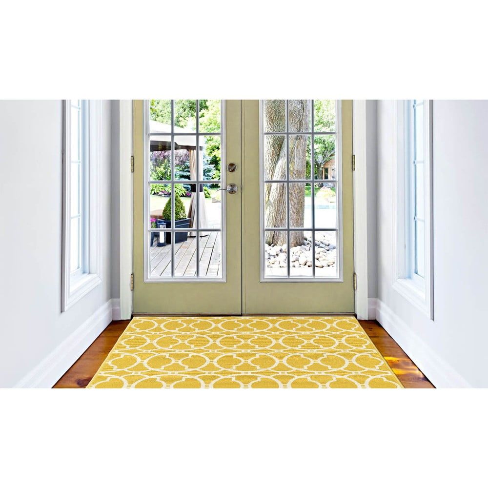 Žlutý venkovní koberec Floorita Interlaced, 160 x 230 cm - Bonami.cz