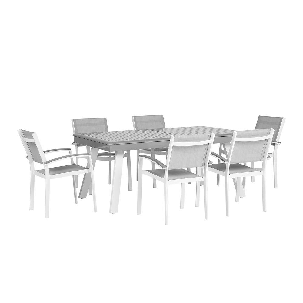 Zahradní sada šedý hliníkový stůl a šest židlí PERETA - Beliani.cz