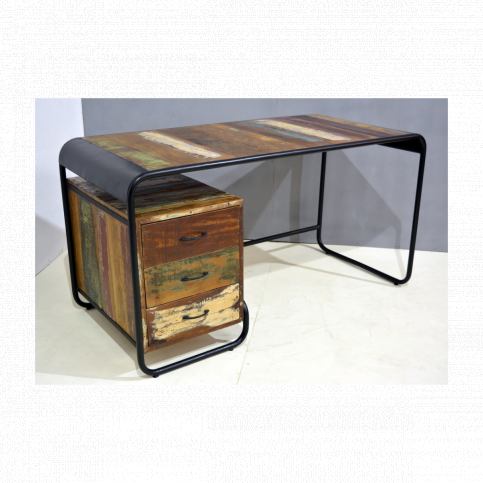 Psací stůl Retro 150x78x70  z recyklovaného mangového dřeva, Old spice - Lakšmi - Indický Nábytek.cz