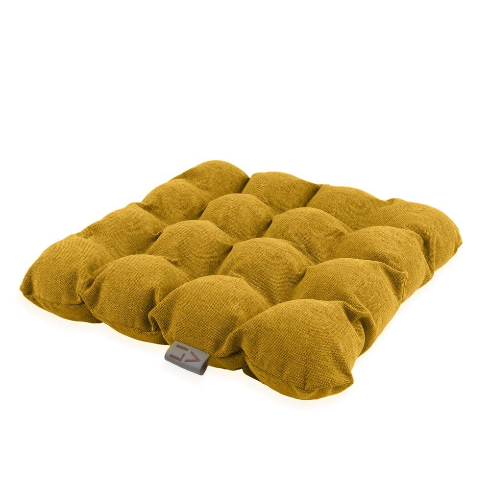 Tmavě žlutý sedací polštářek s masážními míčky Linda Vrňáková Bubbles, 45 x 45 cm - Bonami.cz