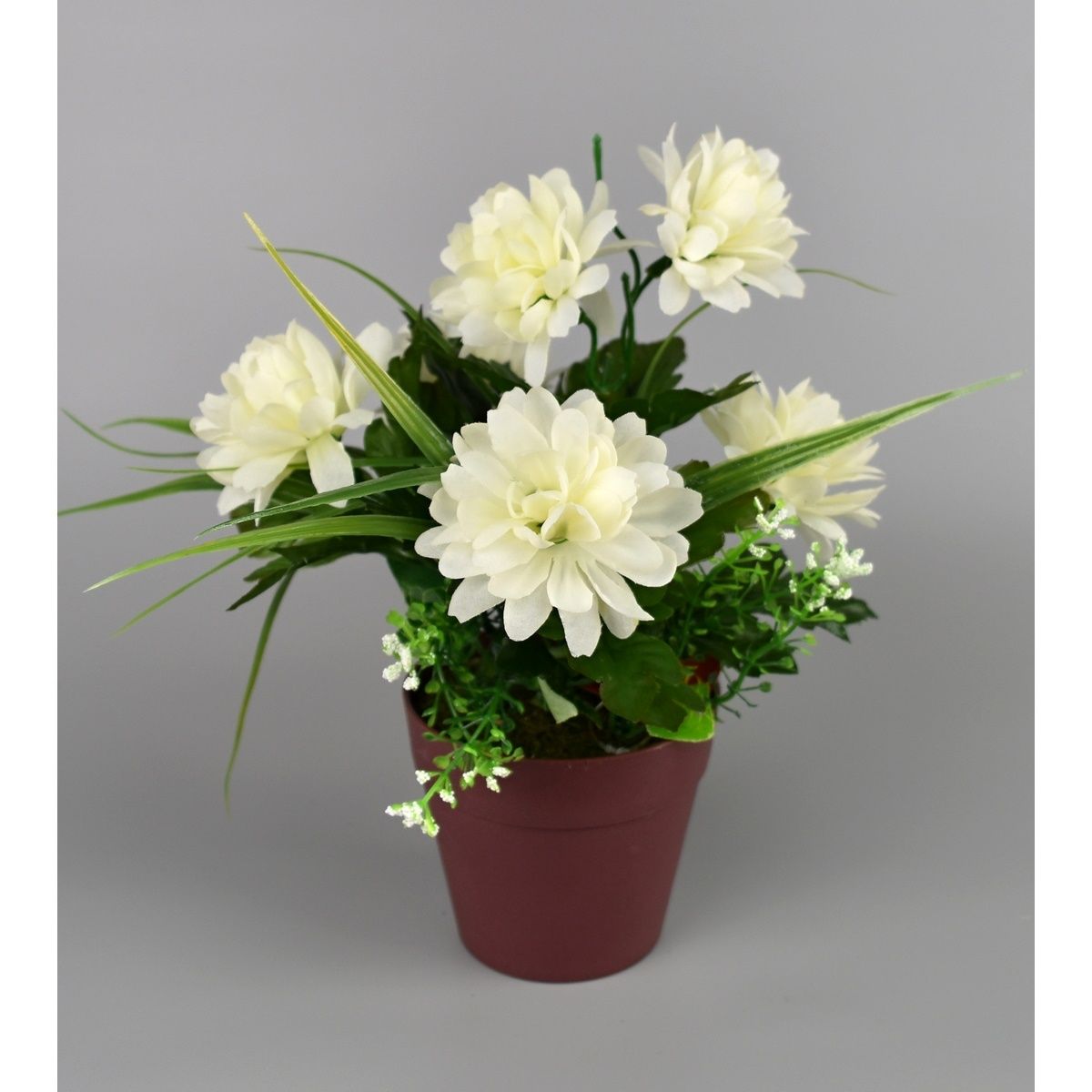 Umělá květina Chrysantéma v květináči 22 x 15 cm, bílá - 4home.cz