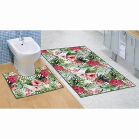 Bellatex koupelnové předložky 3D tisk sada 60x100, 60x50 cm Ibišek