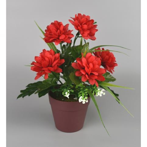 Umělá květina Chrysantéma v květináči 22 x 15 cm, červená - 4home.cz