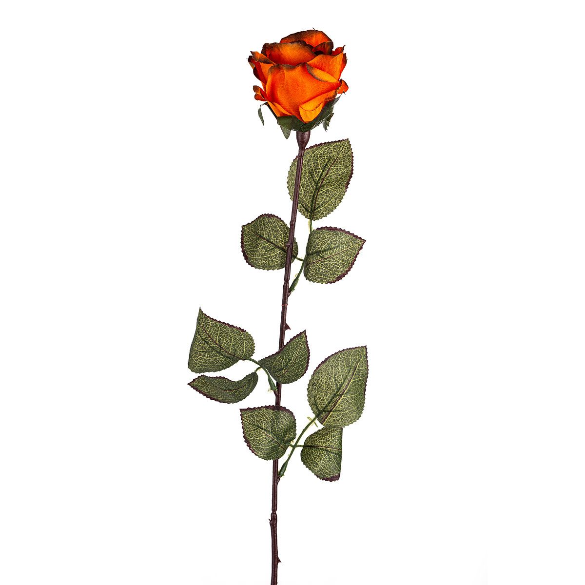 Umělá květina Růže velkokvětá 72 cm, tm. oranžová - 4home.cz