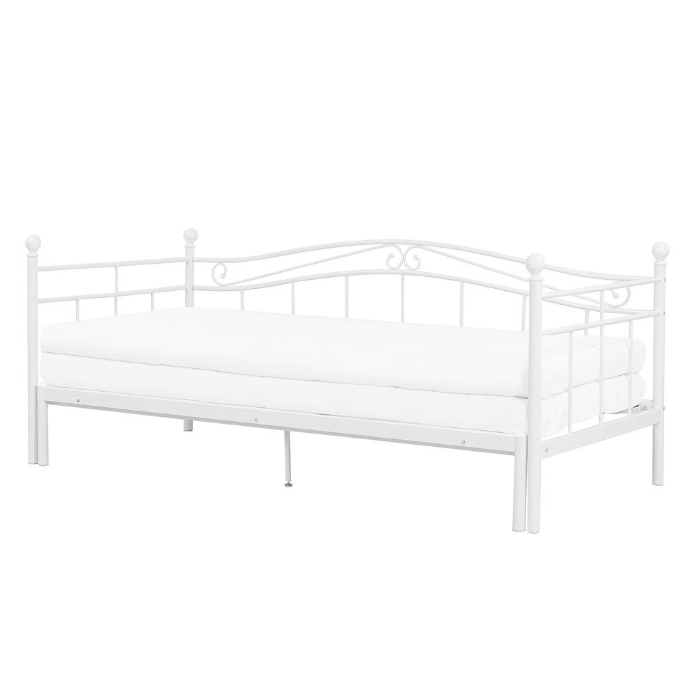 Bílá kovová postel s rámem 90 x 200 cm TULLE - Beliani.cz