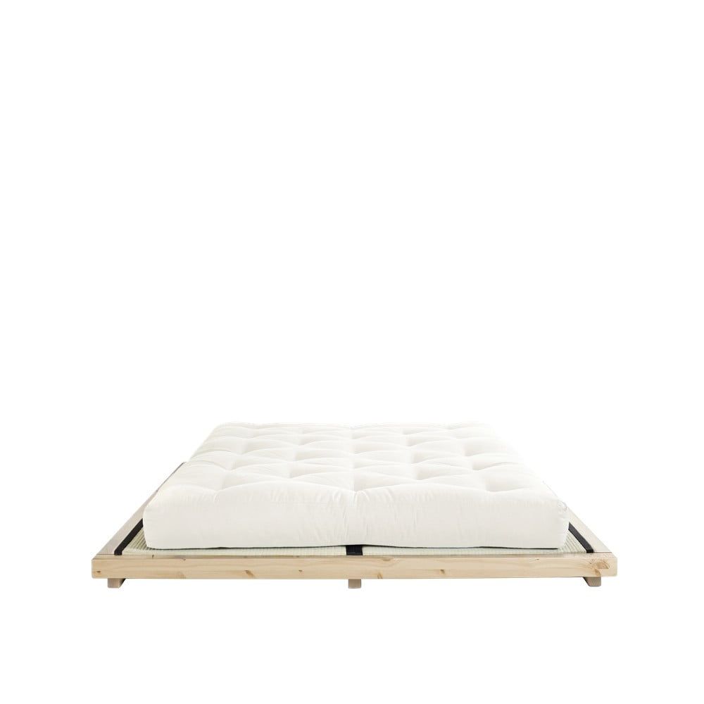 Dvoulůžková postel z borovicového dřeva s matrací a tatami Karup Design Dock Comfort Mat Natural Clear/Natural, 160 x 200 cm - Bonami.cz