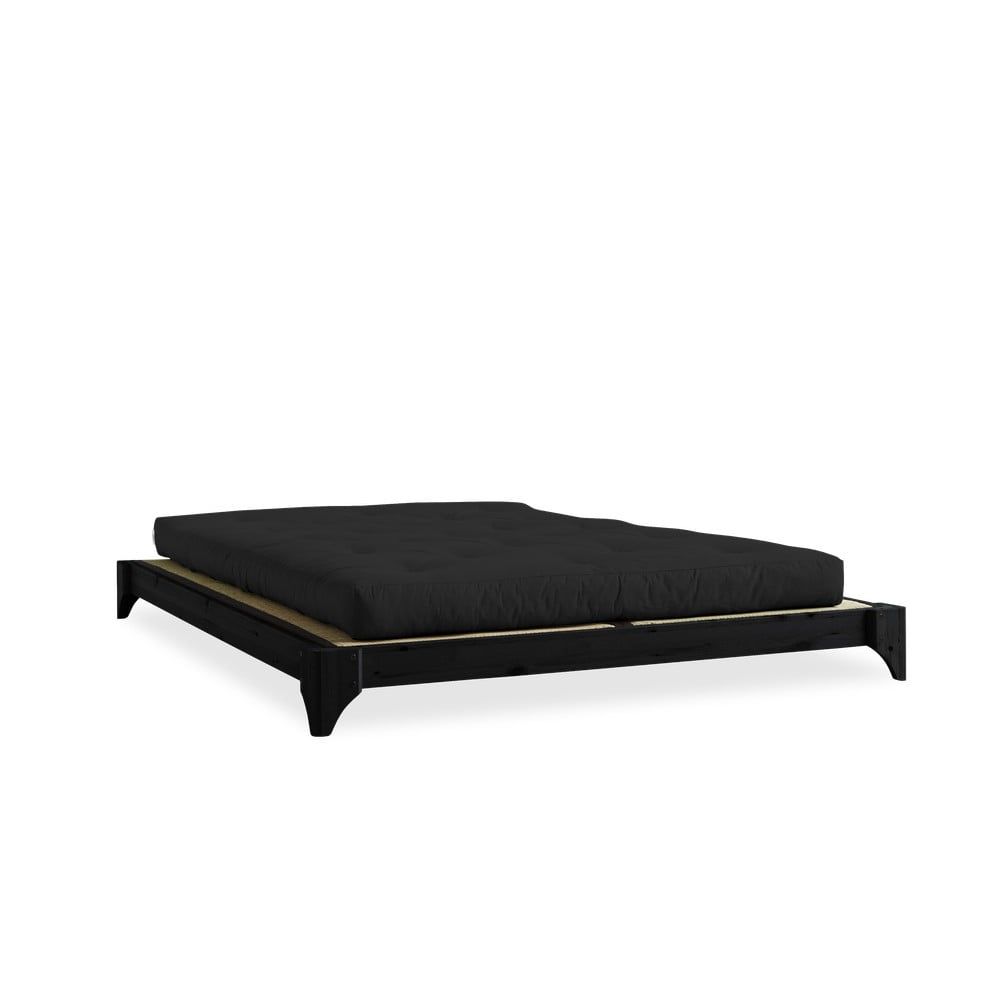 Dvoulůžková postel z borovicového dřeva s matrací a tatami Karup Design Elan Double Latex Black/Black, 160 x 200 cm - Bonami.cz