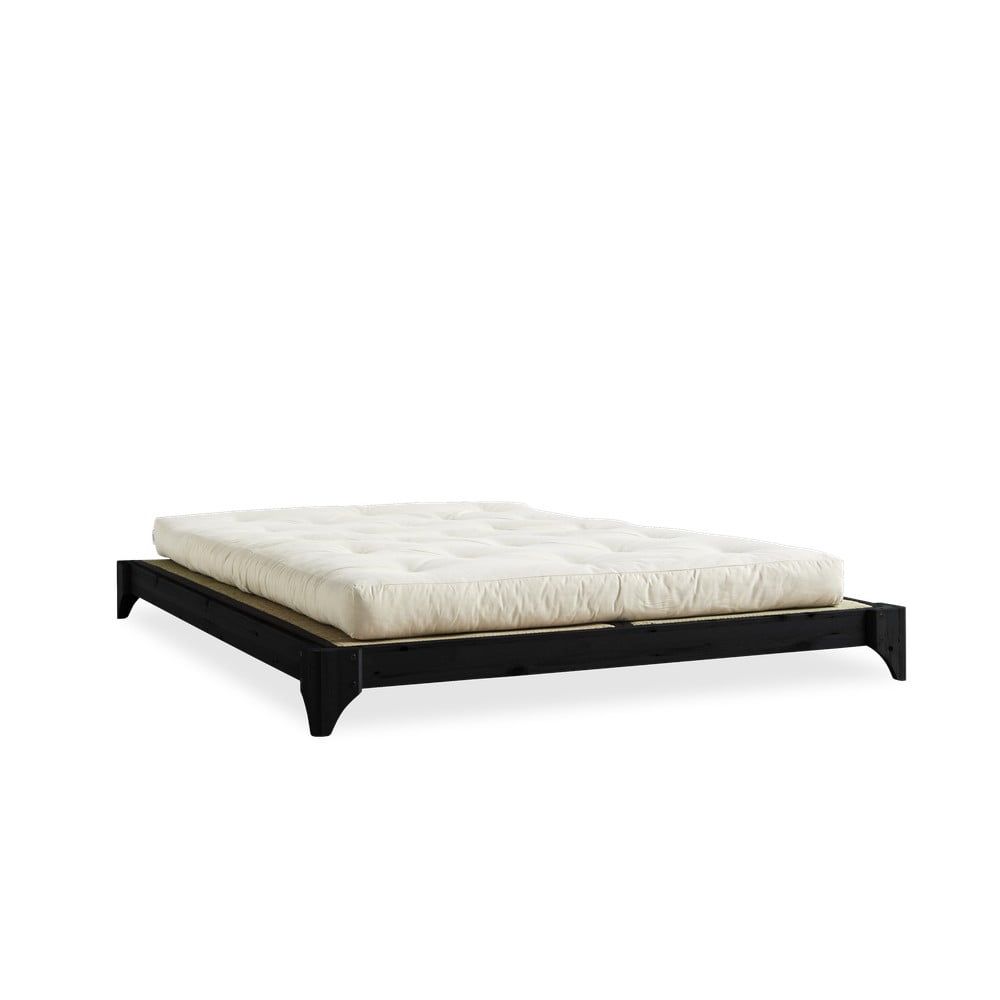 Dvoulůžková postel z borovicového dřeva s matrací a tatami Karup Design Elan Double Latex Black/Natural, 140 x 200 cm - Bonami.cz