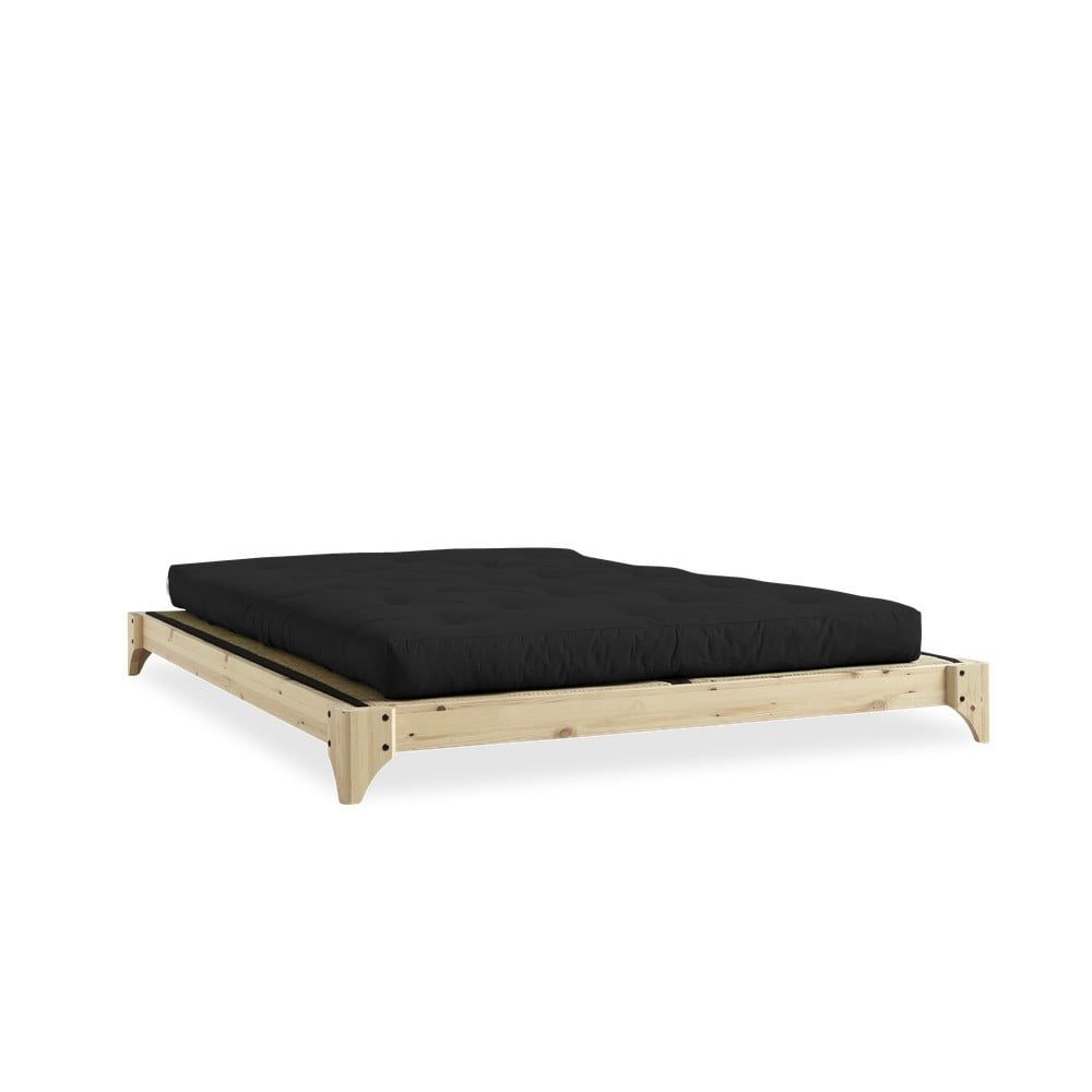 Dvoulůžková postel z borovicového dřeva s matrací a tatami Karup Design Elan Double Latex Natural Clear/Black, 160 x 200 cm - Bonami.cz