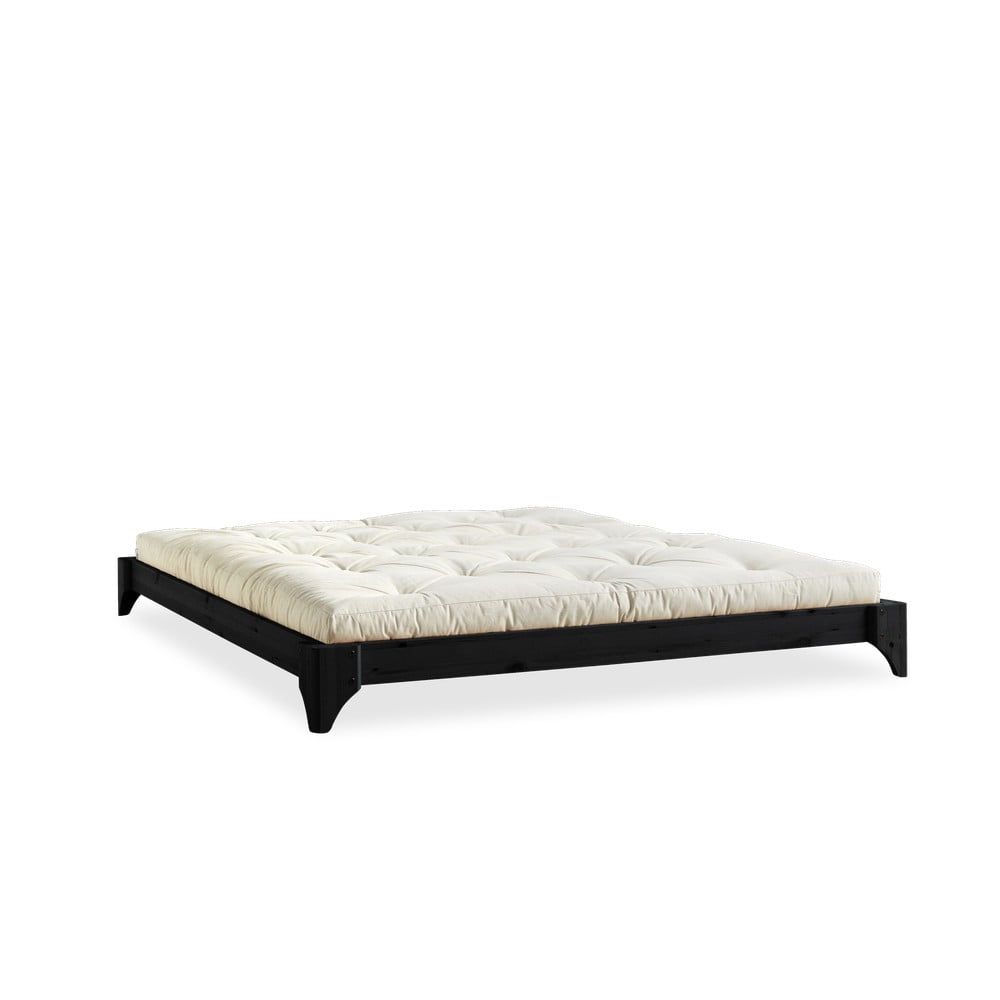 Dvoulůžková postel z borovicového dřeva s matrací Karup Design Elan Comfort Mat Black/Natural, 180 x 200 cm - Bonami.cz
