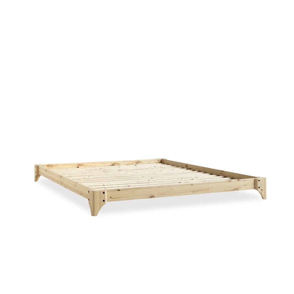 Dvoulůžková postel z borovicového dřeva s matrací Karup Design Elan Double Latex Natural Clear/Black, 160 x 200 cm - Bonami.cz