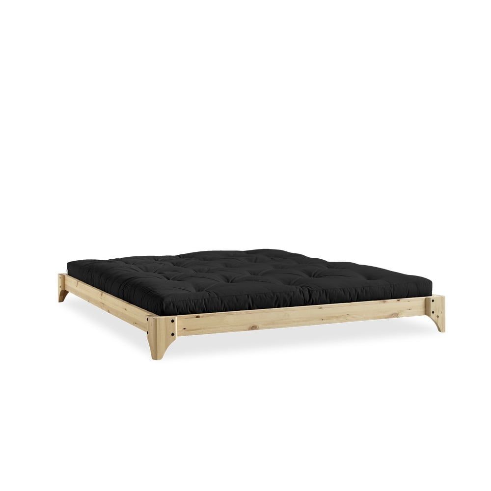 Dvoulůžková postel z borovicového dřeva s matrací Karup Design Elan Double Latex Natural Clear/Black, 180 x 200 cm - Bonami.cz