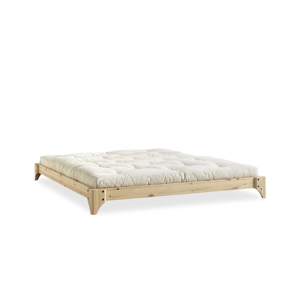 Dvoulůžková postel z borovicového dřeva s matrací Karup Design Elan Double Latex Natural Clear/Natural, 180 x 200 cm - Bonami.cz