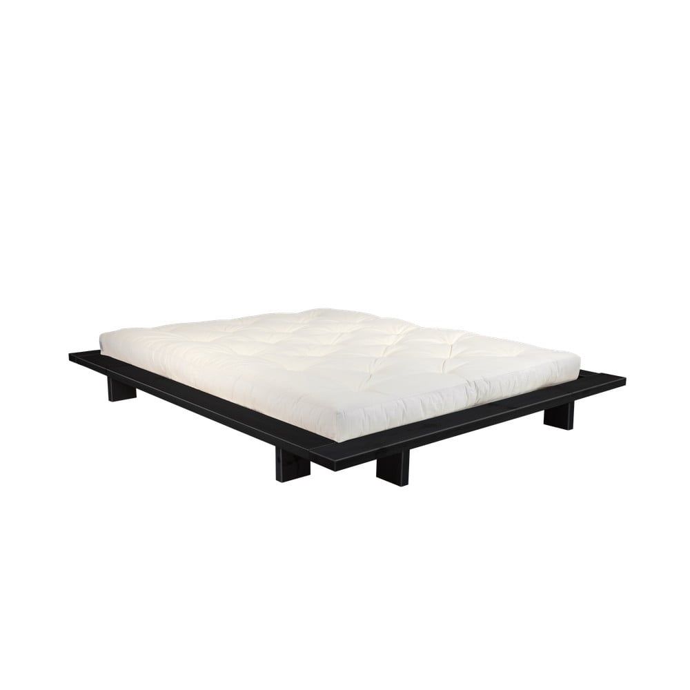 Dvoulůžková postel z borovicového dřeva s matrací Karup Design Japan Comfort Mat Black/Natural, 160 x 200 cm - Bonami.cz