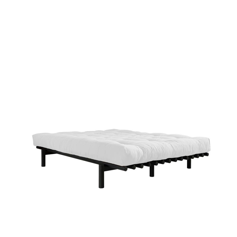 Dvoulůžková postel z borovicového dřeva s matrací Karup Design Pace Double Latex Black/Natural, 180 x 200 cm - Bonami.cz
