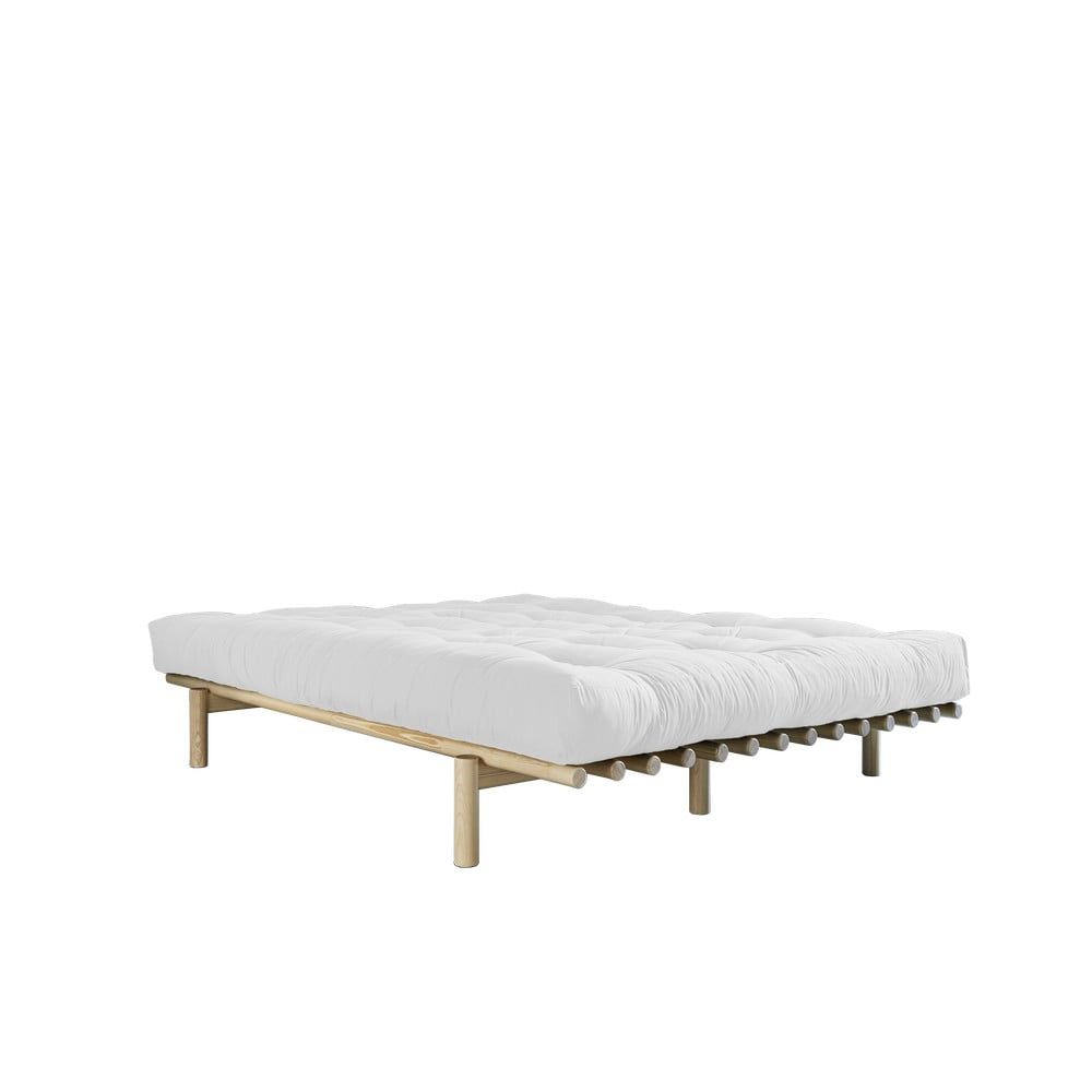 Dvoulůžková postel z borovicového dřeva s matrací Karup Design Pace Double Latex Natural Clear/Natural, 180 x 200 cm - Bonami.cz