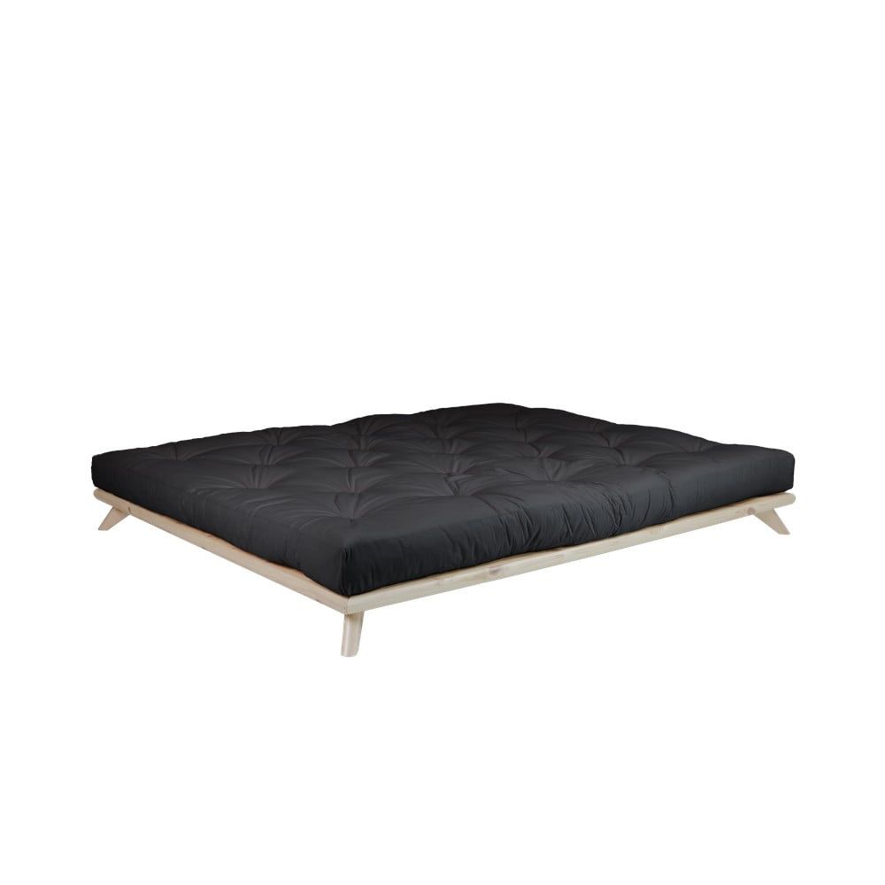Dvoulůžková postel z borovicového dřeva s matrací Karup Design Senza Comfort Mat Natural Clear/Black, 180 x 200 cm - Bonami.cz
