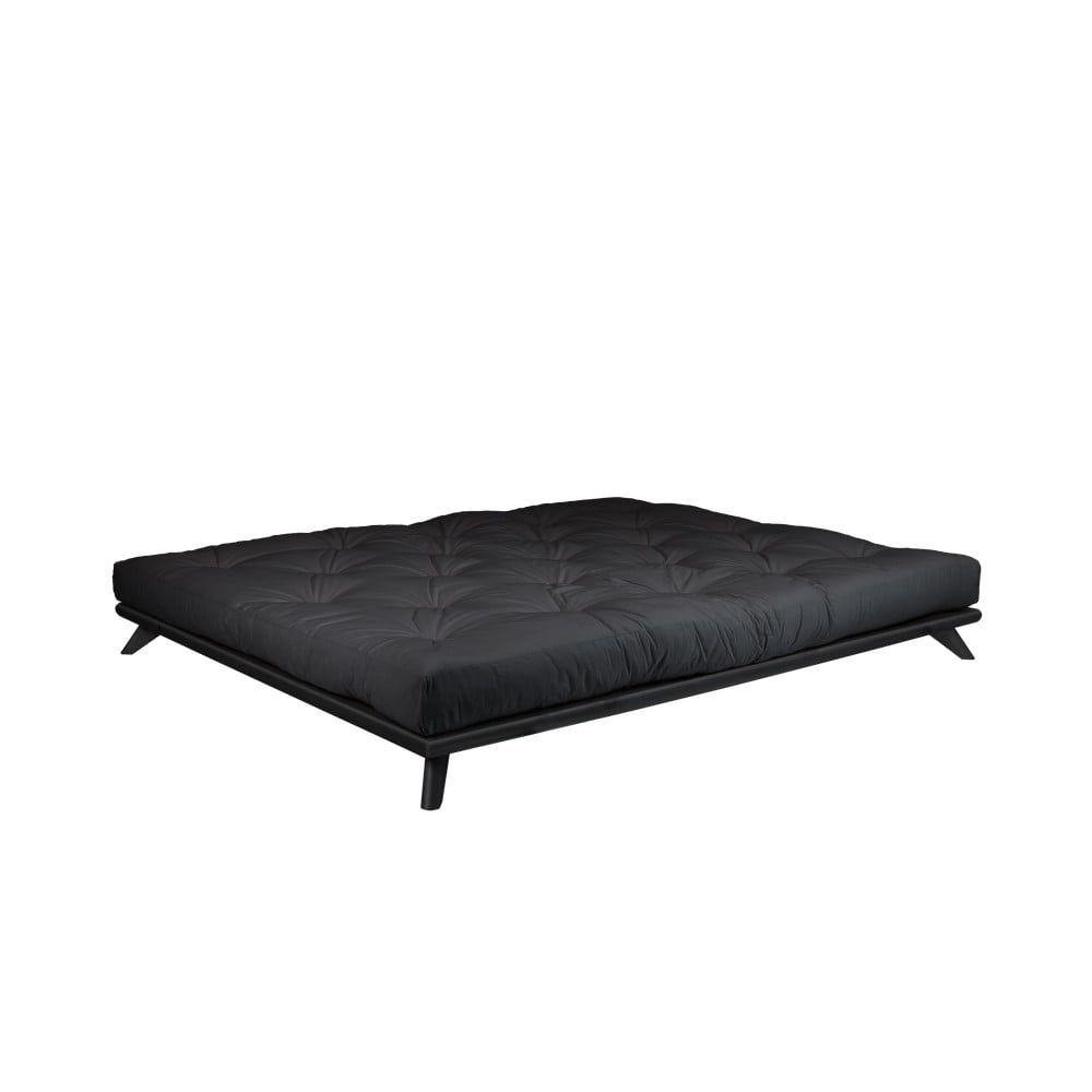 Dvoulůžková postel z borovicového dřeva s matrací Karup Design Senza Double Latex Black/Black, 180 x 200 cm - Bonami.cz