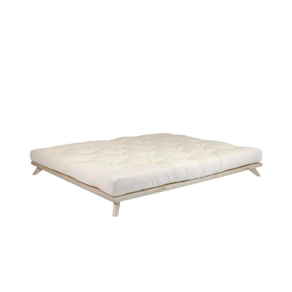 Dvoulůžková postel z borovicového dřeva s matrací Karup Design Senza Double Latex Natural Clear/Natural, 180 x 200 cm - Bonami.cz