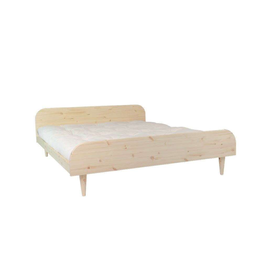 Dvoulůžková postel z borovicového dřeva s matrací Karup Design Twist Comfort Mat Natural Clear/Natural, 180 x 200 cm - Bonami.cz