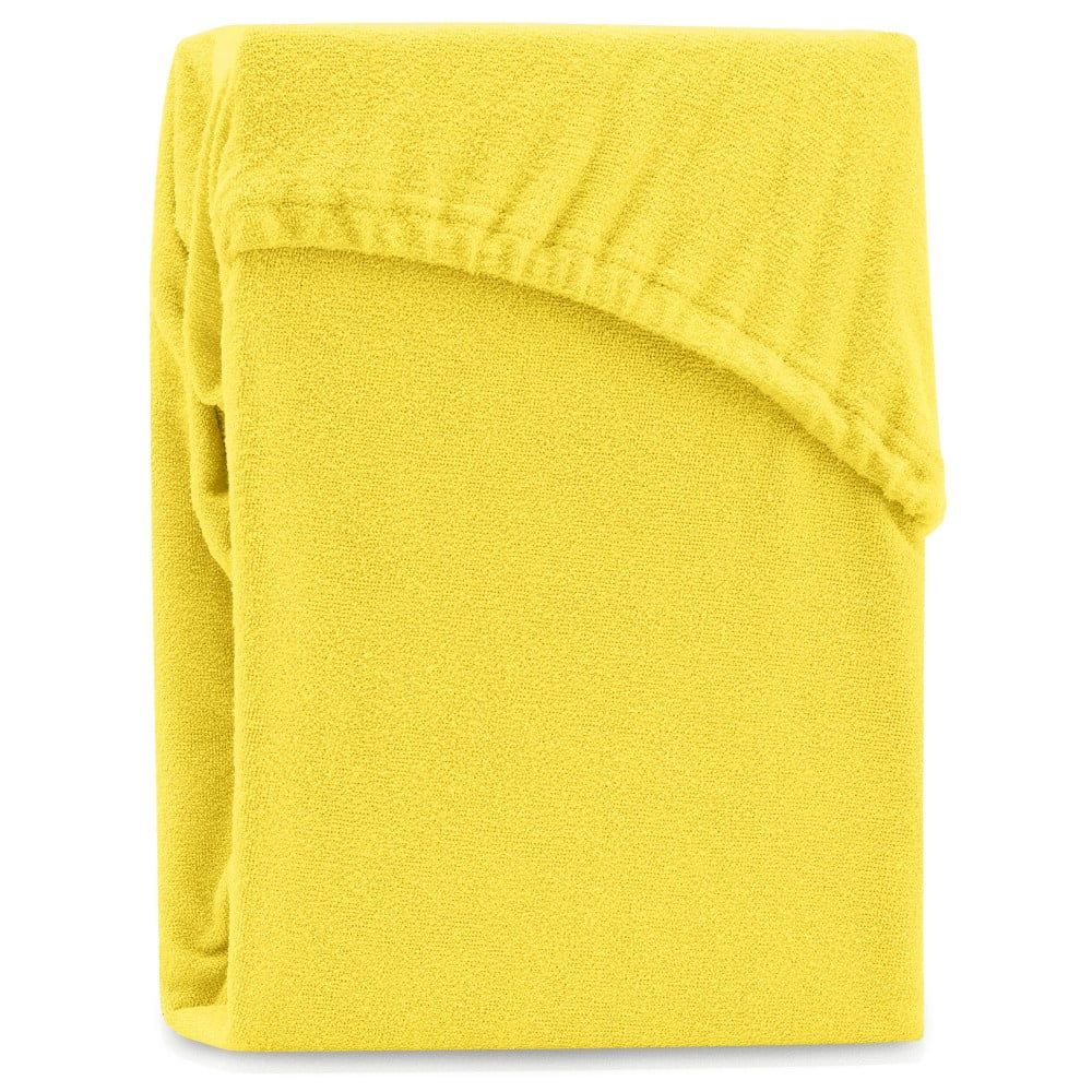 Žluté elastické prostěradlo na dvoulůžko AmeliaHome Ruby Siesta, 180/200 x 200 cm - Bonami.cz