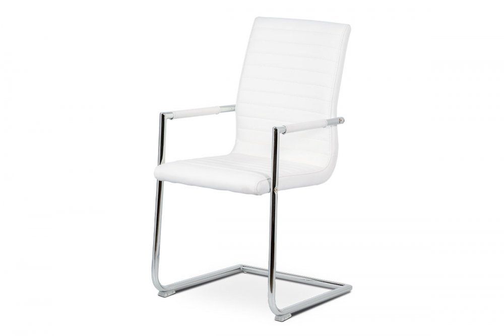 Autronic Konferenční židle HC-349 WT - bílá ekokůže / kov chrom - ATAN Nábytek